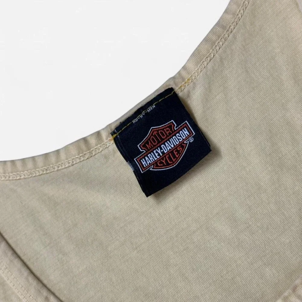 Harley Davidson Grand Turk Tank Top Mens XL Tan Distressed Graphic Sleeveless